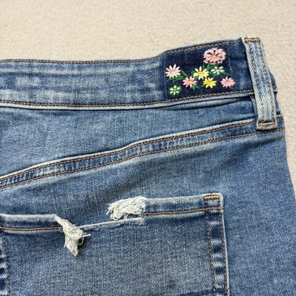 American Eagle Denim Shorts Womens 12 Blue Shortie Distressed Y2K Stretch Cutoff
